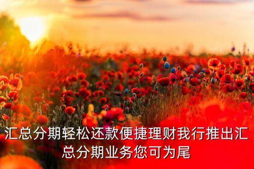 什么是匯總分期，匯總分期輕松還款便捷理財我行推出匯總分期業(yè)務您可為尾