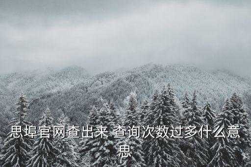 思埠官網(wǎng)查出來 查詢次數(shù)過多什么意思