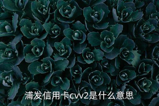 浦發(fā)信用卡cvv2是什么意思