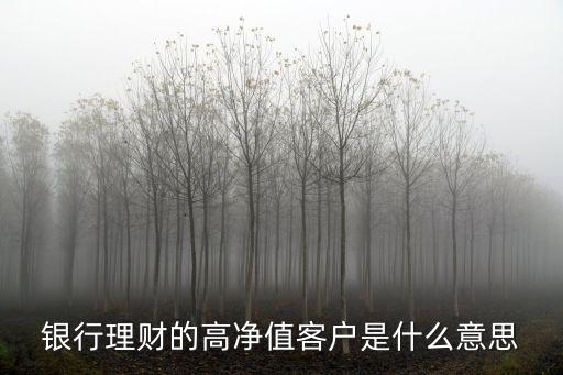 什么是個人高凈值客戶，啥叫高凈值客戶啊是不是卡里很干凈的都叫高凈值客戶