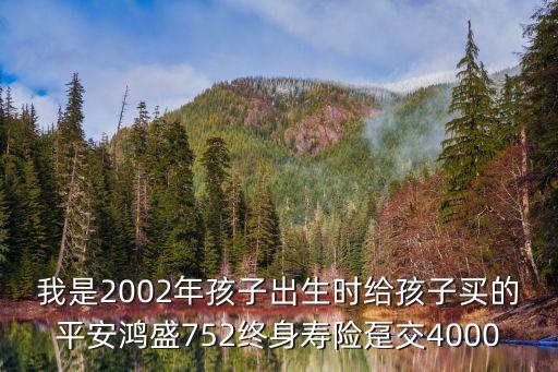 我是2002年孩子出生時(shí)給孩子買的平安鴻盛752終身壽險(xiǎn)躉交4000