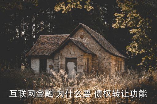 為什么會出現(xiàn)轉讓債權，互聯(lián)網(wǎng)金融 為什么要 債權轉讓功能