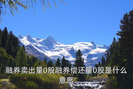 融券償還量是什么意思，融券賣出量0股融券償還量0股是什么意思