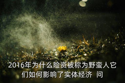 2016年為什么險(xiǎn)資被稱為野蠻人它們?nèi)绾斡绊懥藢?shí)體經(jīng)濟(jì)  問