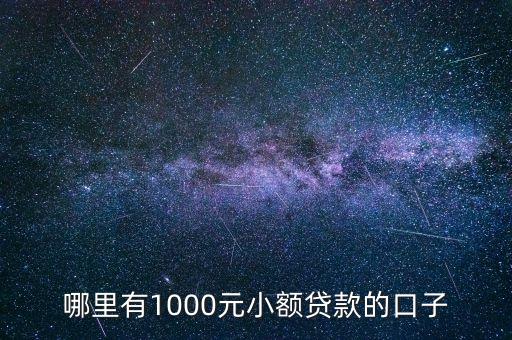 有沒有什么出錢的口子，哪里有1000元小額貸款的口子