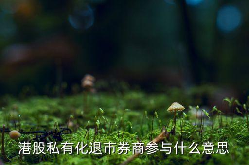 港股私有化退市券商參與什么意思