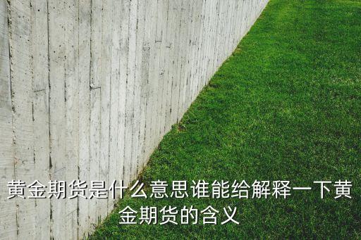黃金期貨是什么意思誰(shuí)能給解釋一下黃金期貨的含義
