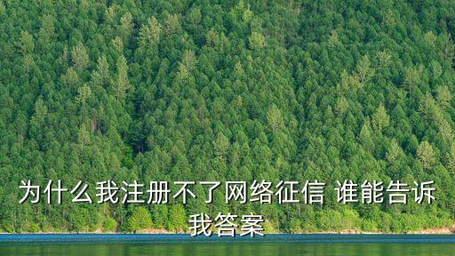 網絡征信賬號是什么意思，為什么我注冊不了網絡征信 誰能告訴我答案