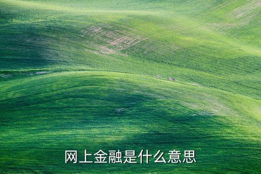 網(wǎng)上金融是什么意思