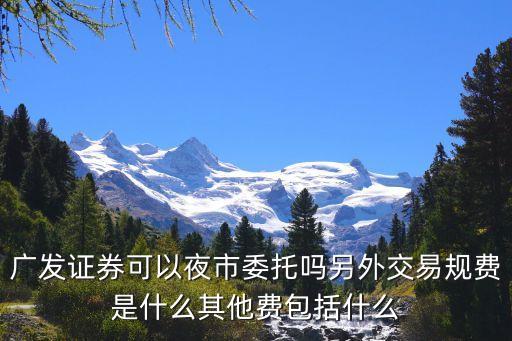 廣發(fā)證券可以夜市委托嗎另外交易規(guī)費是什么其他費包括什么