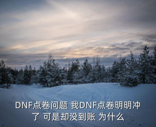 DNF點(diǎn)卷問題 我DNF點(diǎn)卷明明沖了 可是卻沒到賬 為什么