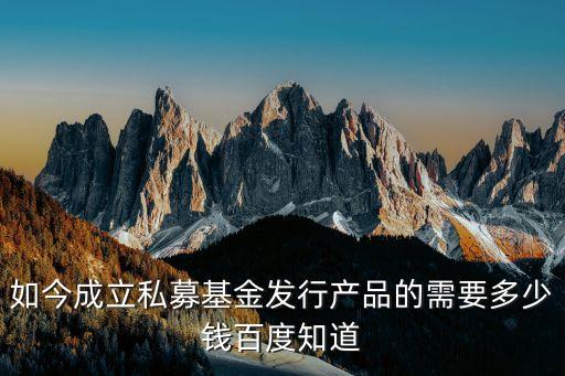 如今成立私募基金發(fā)行產(chǎn)品的需要多少錢百度知道