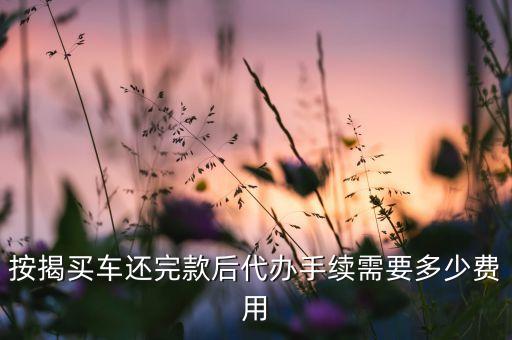 按揭買車還完款后代辦手續(xù)需要多少費用