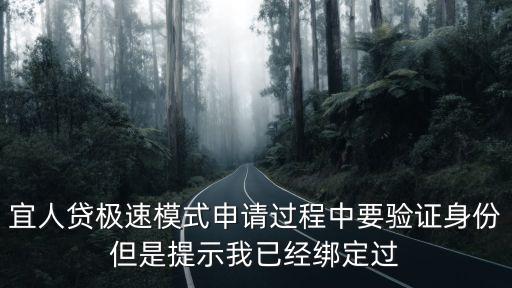 宜人貸極速模式申請(qǐng)過程中要驗(yàn)證身份但是提示我已經(jīng)綁定過