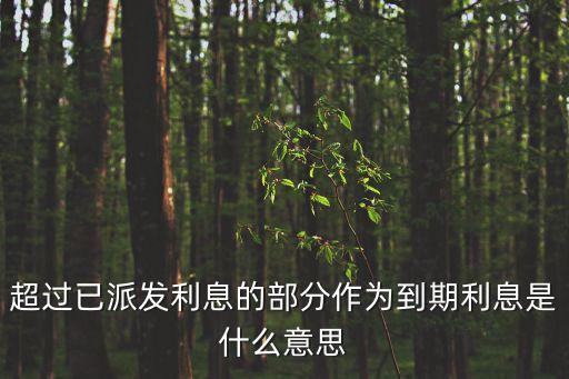 超過已派發(fā)利息的部分作為到期利息是什么意思