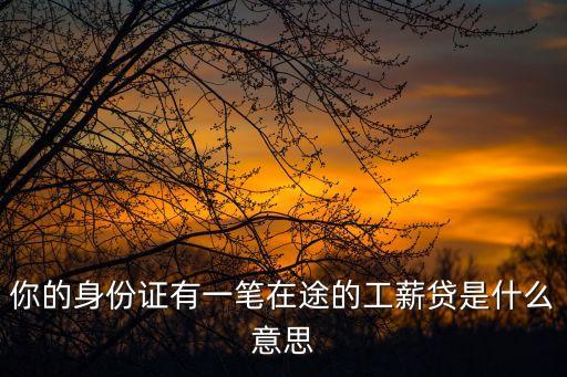薪資貸是什么意思，你的身份證有一筆在途的工薪貸是什么意思