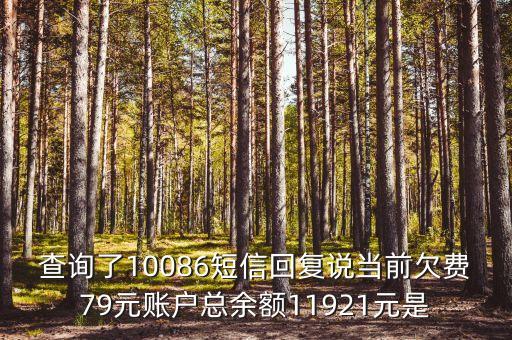 查詢了10086短信回復(fù)說當(dāng)前欠費(fèi)79元賬戶總余額11921元是