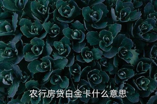 農(nóng)行房貸白金卡什么意思