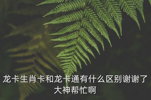 龍愛卡是什么卡，龍卡生肖卡和龍卡通有什么區(qū)別謝謝了大神幫忙啊