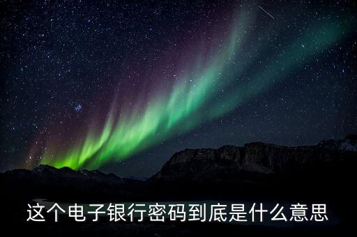 這個電子銀行密碼到底是什么意思