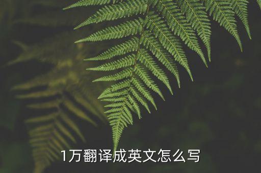 1萬美金怎么說，1萬翻譯成英文怎么寫