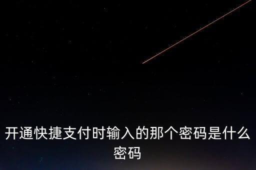 開(kāi)通快捷支付時(shí)輸入的那個(gè)密碼是什么密碼