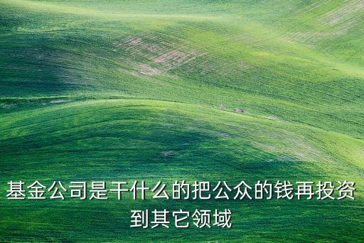 基金公司到底做什么，基金公司是干什么的把公眾的錢再投資到其它領域