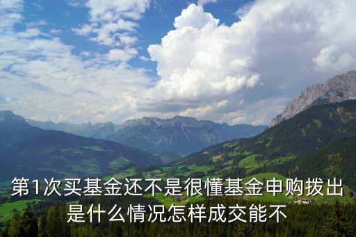 第1次買(mǎi)基金還不是很懂基金申購(gòu)撥出是什么情況怎樣成交能不
