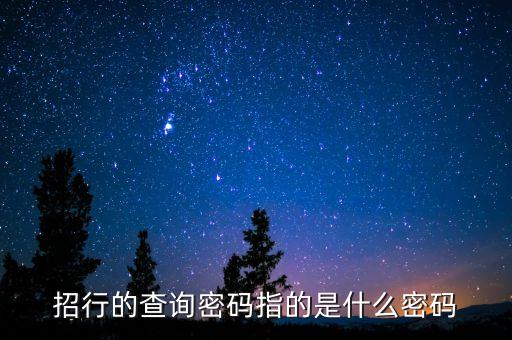 招商銀行的查詢密碼是什么，招行的查詢密碼指的是什么密碼