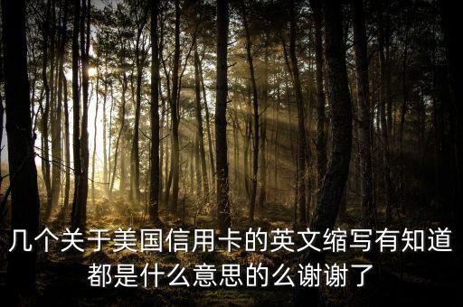 幾個關(guān)于美國信用卡的英文縮寫有知道都是什么意思的么謝謝了