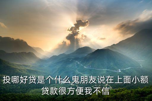 投哪好貸是個什么鬼朋友說在上面小額貸款很方便我不信