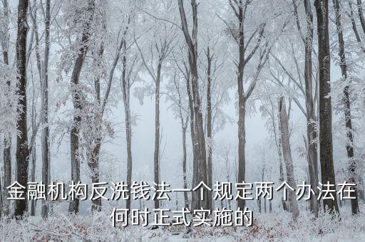 金融機(jī)構(gòu)反洗錢(qián)法一個(gè)規(guī)定兩個(gè)辦法在何時(shí)正式實(shí)施的