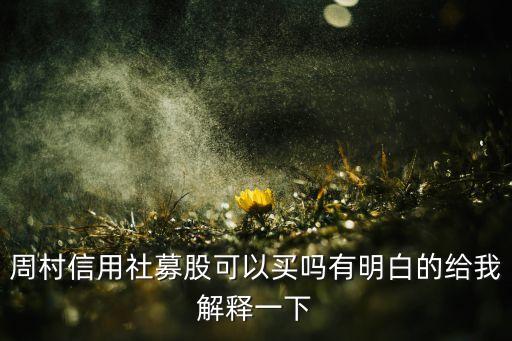周村信用社募股可以買嗎有明白的給我解釋一下