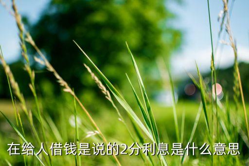 在給人借錢(qián)是說(shuō)的2分利息是什么意思