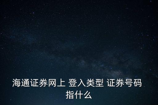 海通證券網(wǎng)上 登入類型 證券號(hào)碼 指什么