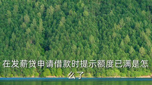 在發(fā)薪貸申請(qǐng)借款時(shí)提示額度已滿是怎么了