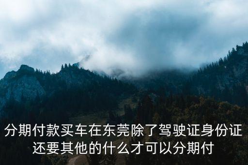 東莞車貸需要什么條件，分期付款買車在東莞除了駕駛證身份證還要其他的什么才可以分期付