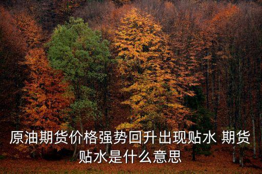 原油出口貼水是什么意思，石油升貼水是什么意思