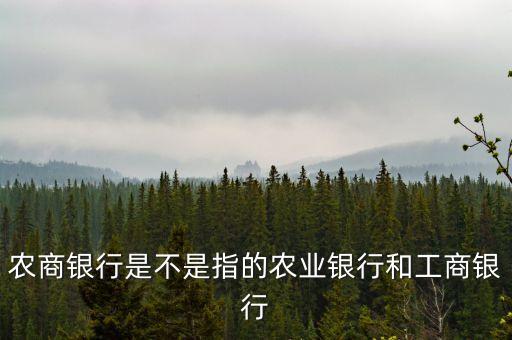 農(nóng)商銀行是不是指的農(nóng)業(yè)銀行和工商銀行