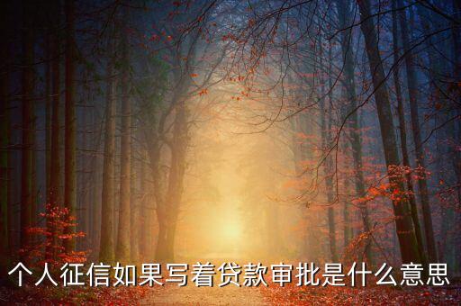 個人征信如果寫著貸款審批是什么意思
