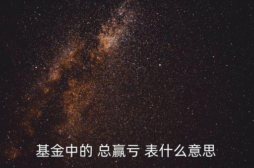 基金中的 總贏虧 表什么意思