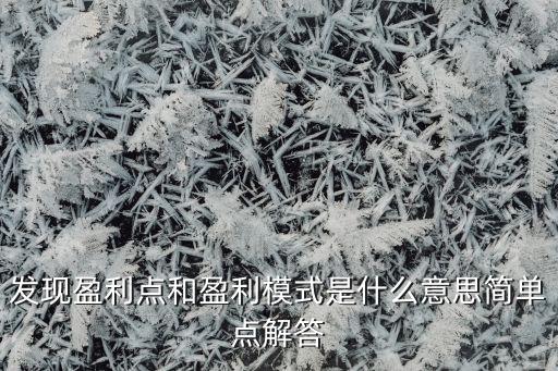 發(fā)現(xiàn)盈利點(diǎn)和盈利模式是什么意思簡(jiǎn)單點(diǎn)解答