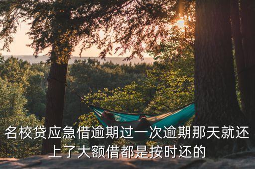 名校貸應(yīng)急借逾期過一次逾期那天就還上了大額借都是按時(shí)還的
