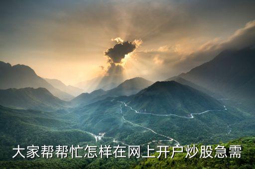 大家?guī)蛶兔υ鯓釉诰W(wǎng)上開(kāi)戶(hù)炒股急需