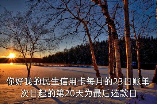 賬單日后20天什么意思，你好我的民生信用卡每月的23日賬單次日起的第20天為最后還款日
