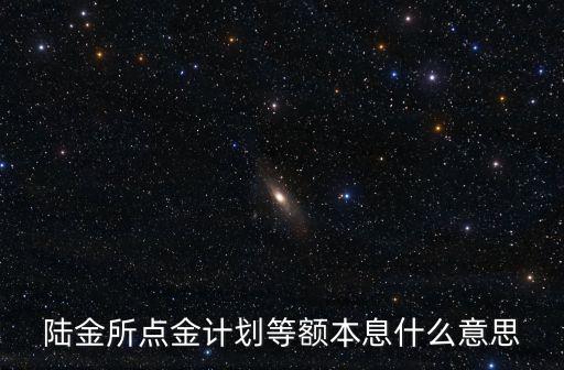 陸金所點(diǎn)金計(jì)劃等額本息什么意思