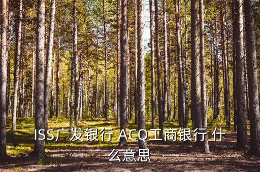 ISS廣發(fā)銀行 ACQ工商銀行 什么意思