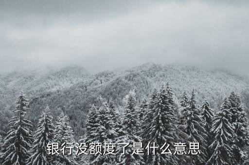 銀行沒額度了是什么意思