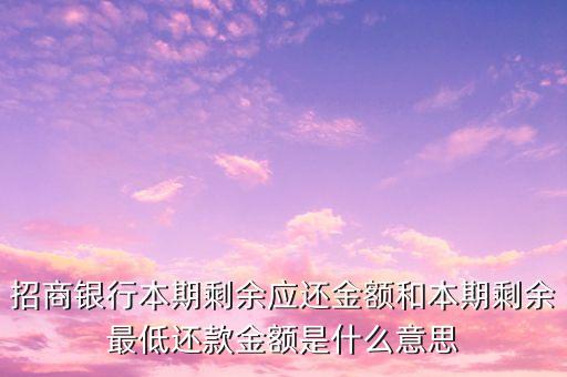 最低還款和應(yīng)還款金額是什么意思，銀行最低還款金額和應(yīng)還款金額是什么意思