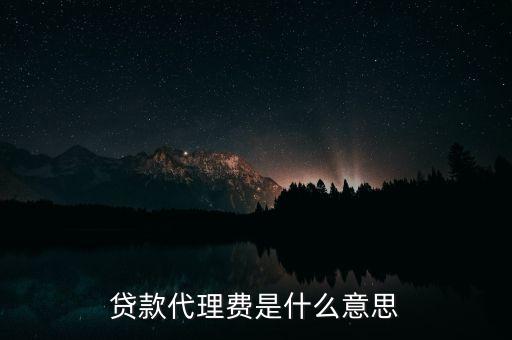 貸款代理費是什么意思